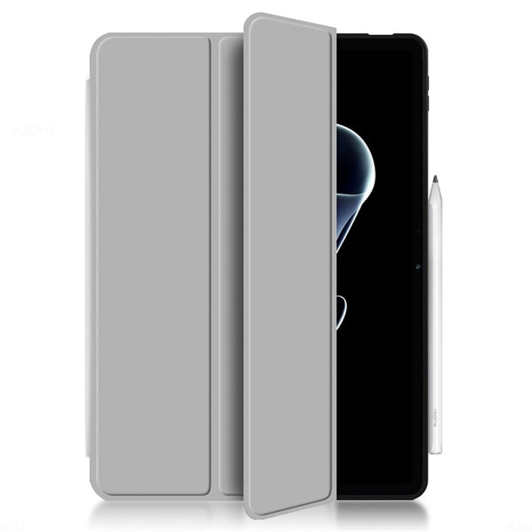 For Realme Pad X Shockproof Folio Flip Anti-fall Tri-fold Stand PU Leather + TPU Tablet Cover Case - Grey