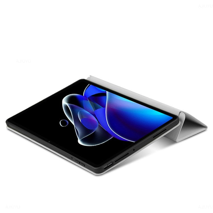 For Realme Pad X Shockproof Folio Flip Anti-fall Tri-fold Stand PU Leather + TPU Tablet Cover Case - Grey