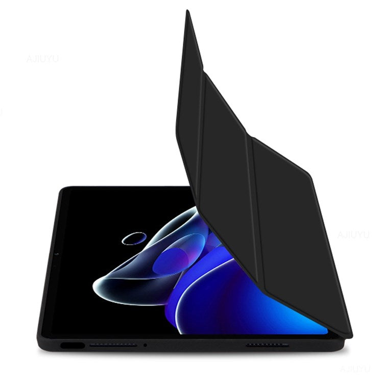 For Realme Pad X Shockproof Folio Flip Anti-fall Tri-fold Stand PU Leather + TPU Tablet Cover Case - Grey