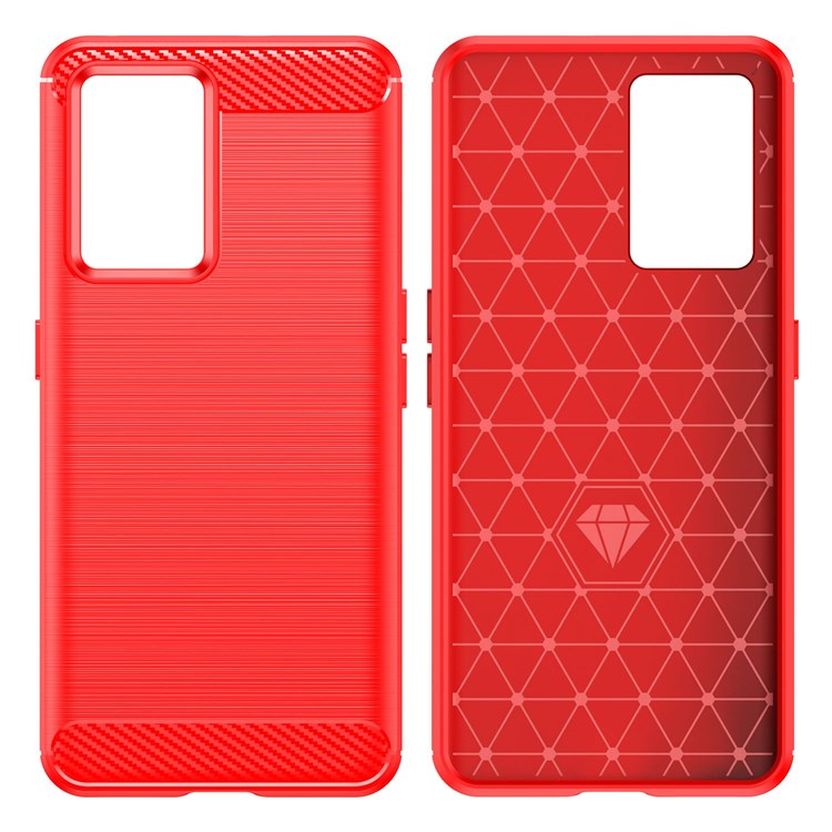 Brushed Surface Phone Case for Realme GT Neo3, Light Slim TPU Phone Case Carbon Fiber Texture Cover - Red