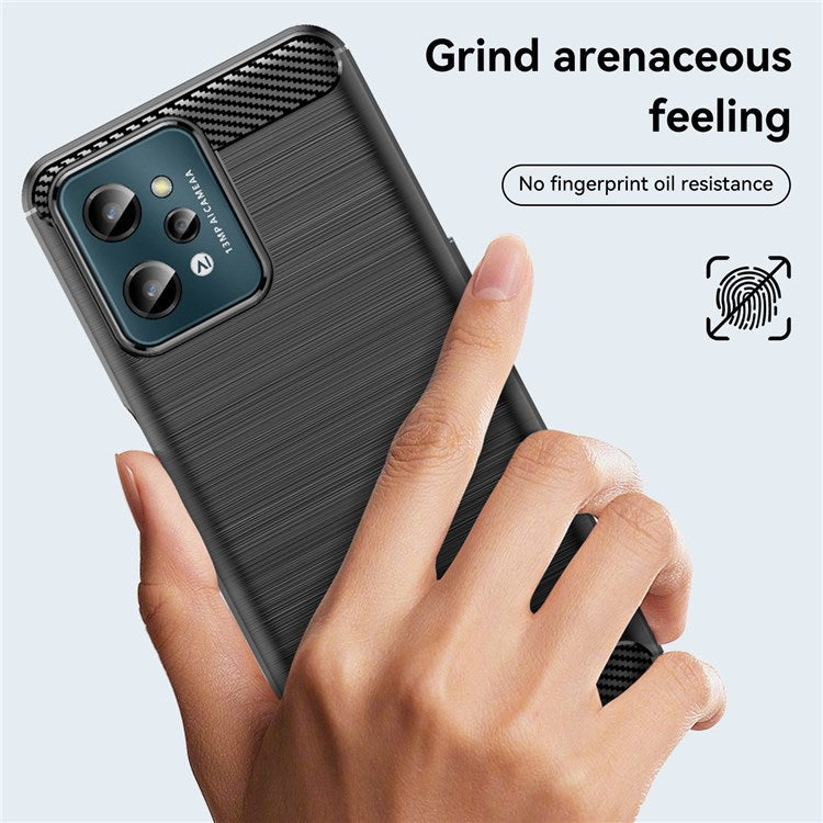 For Realme C31 Light Thin TPU Phone Case Carbon Fiber Texture Brushed Surface Anti-fall Cover - Black