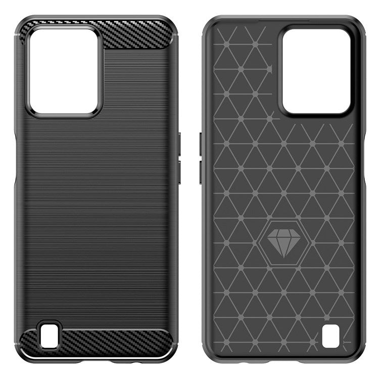 For Realme C31 Light Thin TPU Phone Case Carbon Fiber Texture Brushed Surface Anti-fall Cover - Black