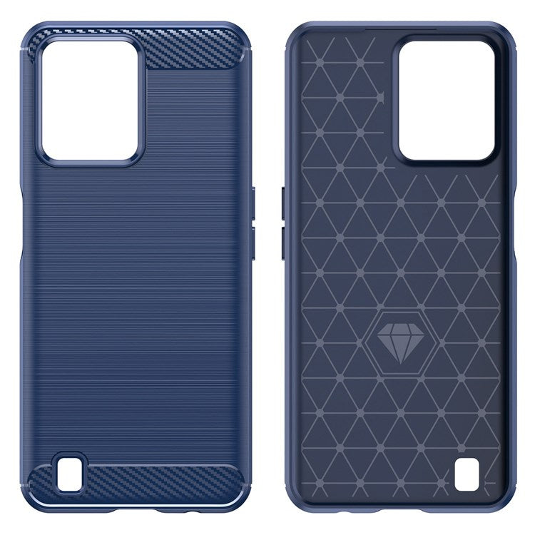 For Realme C31 Light Thin TPU Phone Case Carbon Fiber Texture Brushed Surface Anti-fall Cover - Blue