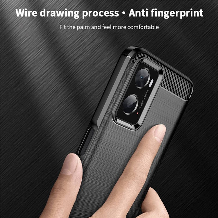 MOFI for Oppo A57 4G / A57s 4G / A57 (2022) 5G / A77 5G / K10 5G / Realme V23 4G / Narzo 50 5G / Q5i Ultra-slim Carbon Fiber Texture Soft TPU Back Cover Brushed Surface Anti-oil Phone Case - Red