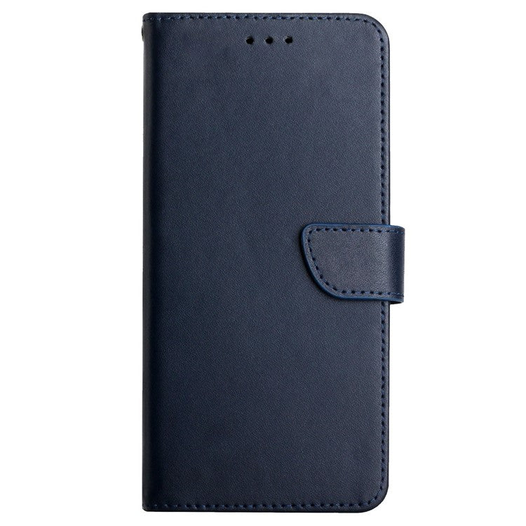 HT02 Phone Case for Realme GT Neo3 5G, Anti-drop Nappa Texture Genuine Leather Shockproof Cover with Stand - Blue