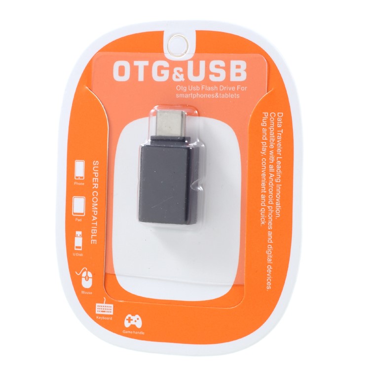 For iPhone 15 Series USB-C Type-C Male to USB 3.0 Female OTG Adapter for Google Pixel / Huawei Mate 9 Etc - Black