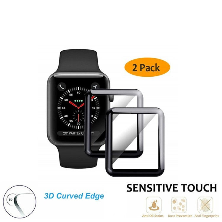 2Pcs/Pack 3D Curved Edges Soft Full Screen Tempered Glass Protector for Apple Watch Series 4 40mm