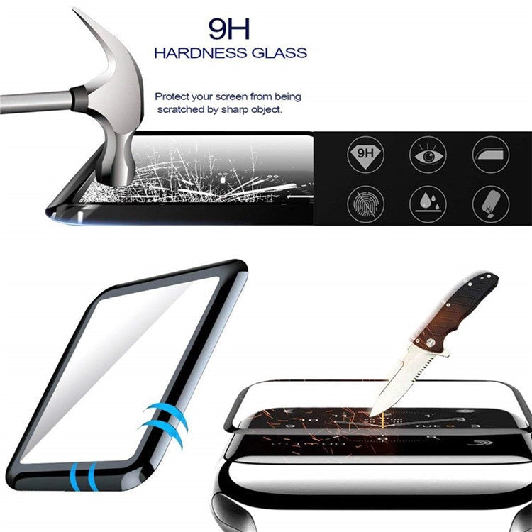 2Pcs/Pack 3D Curved Edges Soft Full Screen Tempered Glass Protector for Apple Watch Series 4 40mm