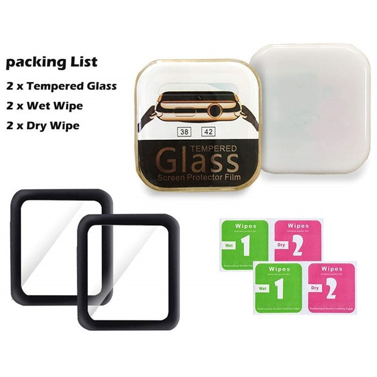2Pcs/Pack 3D Curved Edges Soft Full Screen Tempered Glass Protector for Apple Watch Series 4 40mm