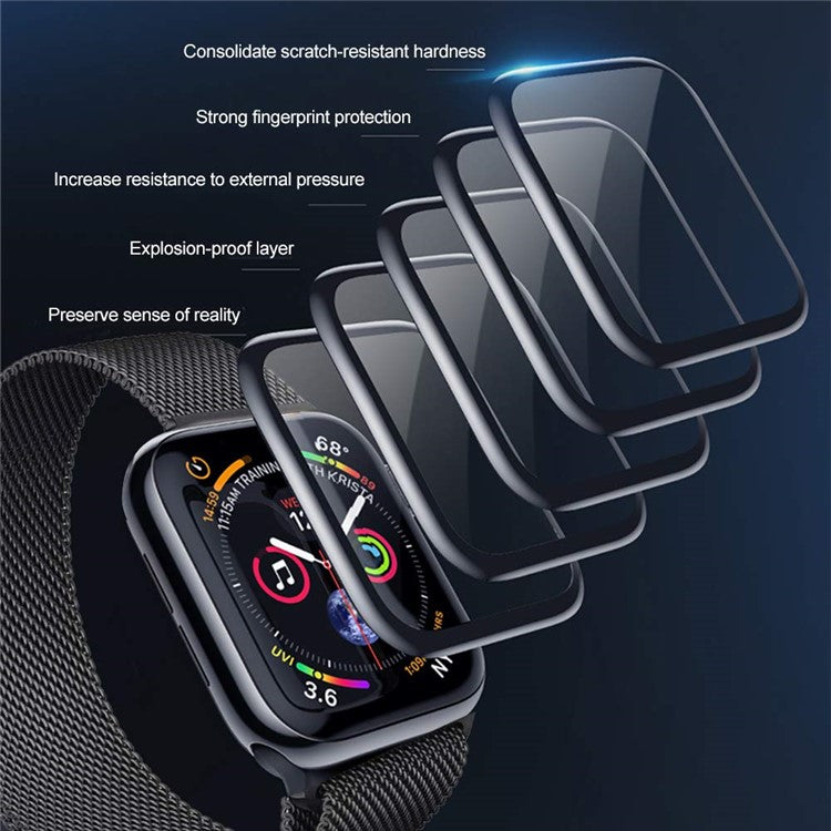 2Pcs Full Cover Full Glue Tempered Glass Watch Screen Protective Films for Apple Watch Series 5 40mm