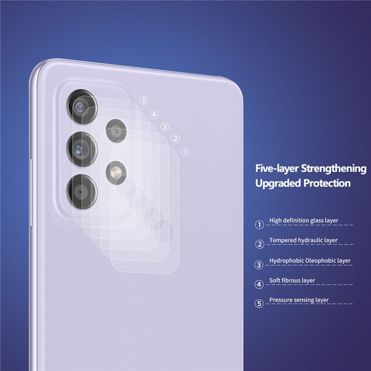 2 Pcs ENKAY HAT PRINCE Wear-resistant Ultra Clear Camera Lens Film for Samsung Galaxy A52 4G/5G / A52s 5G / A72 5G/4G 0.2mm 9H 2.15D Arc Edge Tempered Glass Protector