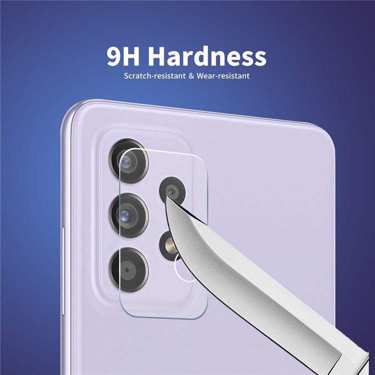 2 Pcs ENKAY HAT PRINCE Wear-resistant Ultra Clear Camera Lens Film for Samsung Galaxy A52 4G/5G / A52s 5G / A72 5G/4G 0.2mm 9H 2.15D Arc Edge Tempered Glass Protector