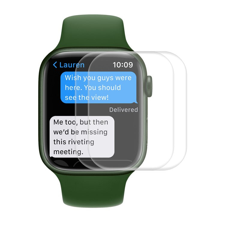 ENKAY HAT PRINCE 2Pcs / Set 3D Curved Hot Bending Full Coverage PET Soft Film for Apple Watch Series 9 / 8 / 7 45mm - Transparent