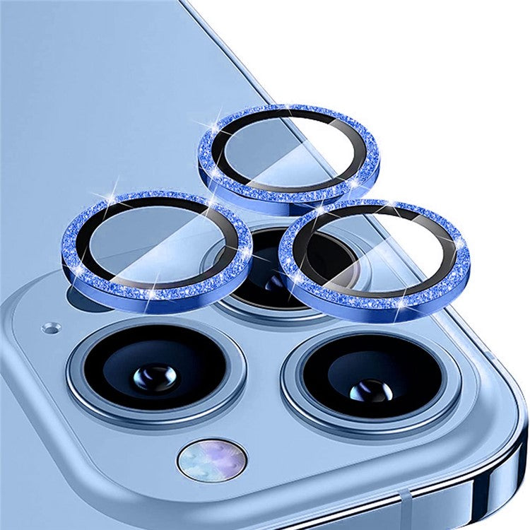 ENKAY HAT PRINCE For iPhone 13 Pro 6.1 inch / 13 Pro Max 6.7 inch 1 Set Camera Lens Film Glitter Decor Lens Protector - Blue