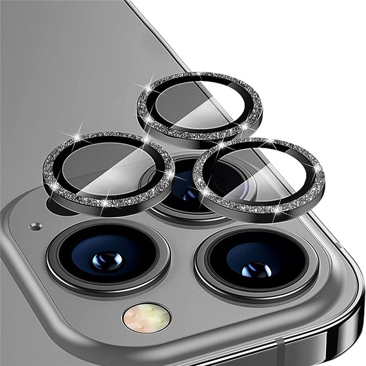 ENKAY HAT PRINCE For iPhone 13 Pro 6.1 inch / 13 Pro Max 6.7 inch 1 Set Camera Lens Film Glitter Decor Lens Protector - Black