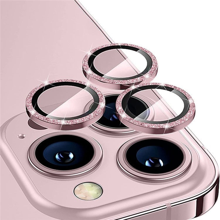 ENKAY HAT PRINCE For iPhone 13 Pro 6.1 inch / 13 Pro Max 6.7 inch 1 Set Camera Lens Film Glitter Decor Lens Protector - Pink