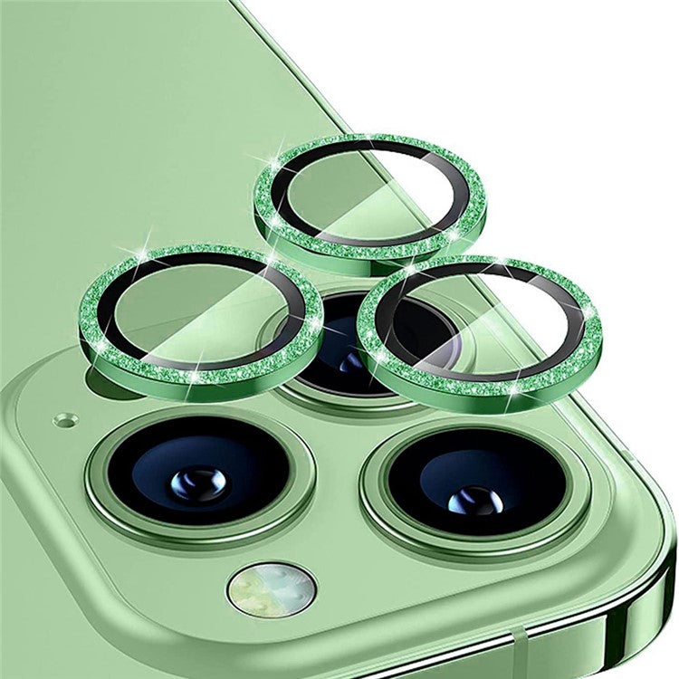 ENKAY HAT PRINCE For iPhone 13 Pro 6.1 inch / 13 Pro Max 6.7 inch 1 Set Camera Lens Film Glitter Decor Lens Protector - Blackish Green