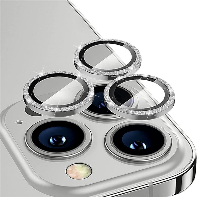 ENKAY HAT PRINCE For iPhone 13 Pro 6.1 inch / 13 Pro Max 6.7 inch 1 Set Camera Lens Film Glitter Decor Lens Protector - Silver