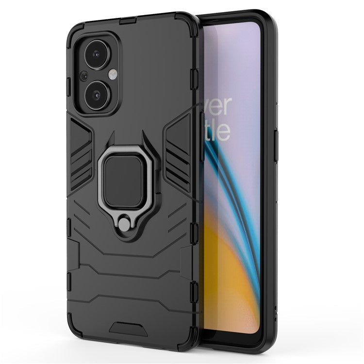 Ring Kickstand Fall Protection PC + TPU Phone Case Protective Cover for OnePlus Nord N20 5G / Reno8 Lite 5G - Black