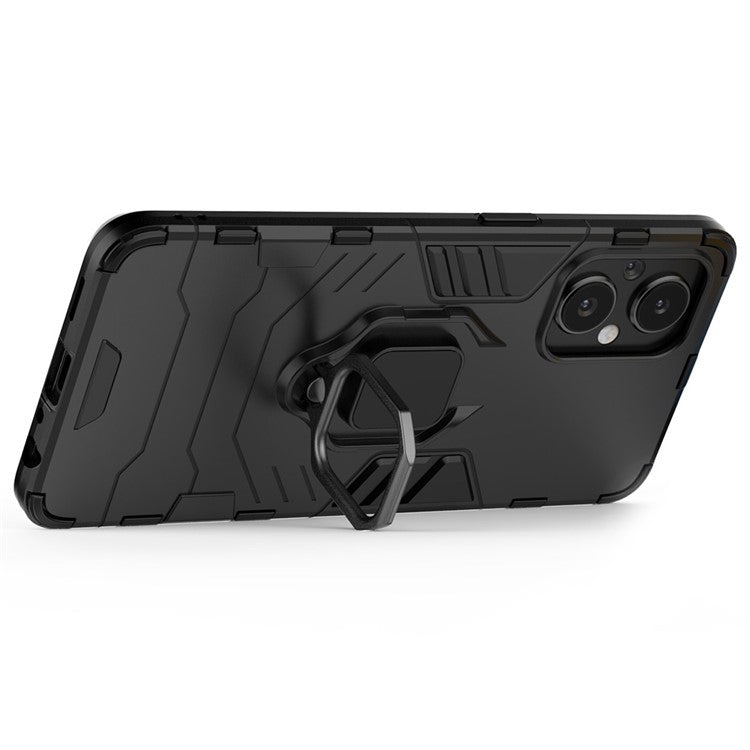 Ring Kickstand Fall Protection PC + TPU Phone Case Protective Cover for OnePlus Nord N20 5G / Reno8 Lite 5G - Black