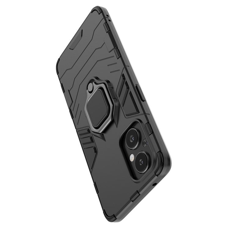 Ring Kickstand Fall Protection PC + TPU Phone Case Protective Cover for OnePlus Nord N20 5G / Reno8 Lite 5G - Black