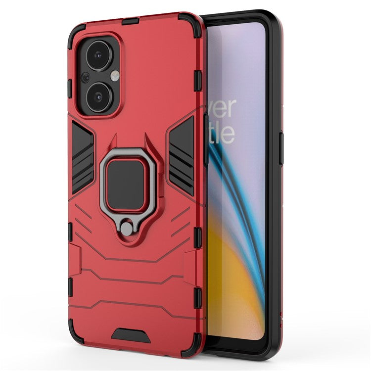 Ring Kickstand Fall Protection PC + TPU Phone Case Protective Cover for OnePlus Nord N20 5G / Reno8 Lite 5G - Red