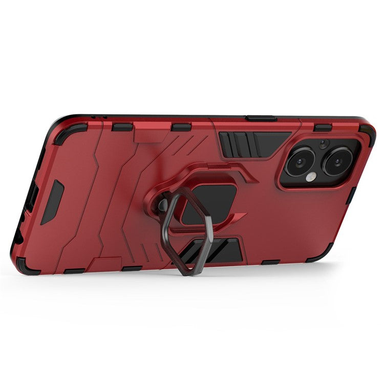 Ring Kickstand Fall Protection PC + TPU Phone Case Protective Cover for OnePlus Nord N20 5G / Reno8 Lite 5G - Red