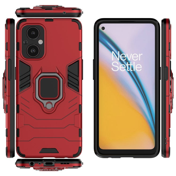 Ring Kickstand Fall Protection PC + TPU Phone Case Protective Cover for OnePlus Nord N20 5G / Reno8 Lite 5G - Red