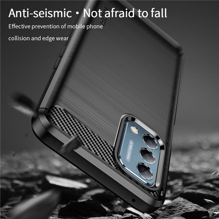 MOFI JK TPU Series-1 for OnePlus Nord N200 5G/Oppo A54 5G/A74 5G/A93 5G Anti-Scratch Carbon Fiber Design Brushed Surface Phone Case Flexible TPU Shockproof Phone Back Cover - Blue