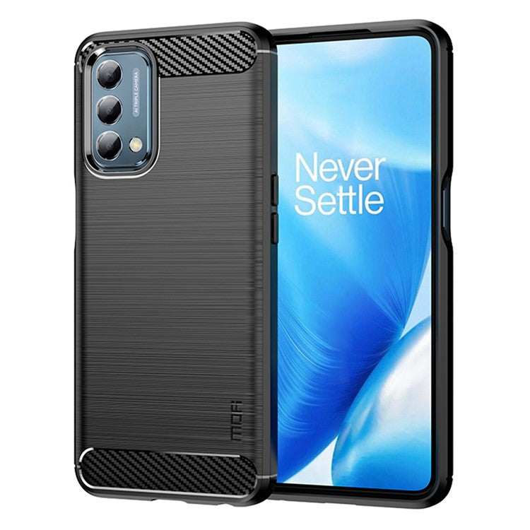 MOFI JK TPU Series-1 for OnePlus Nord N200 5G/Oppo A54 5G/A74 5G/A93 5G Anti-Scratch Carbon Fiber Design Brushed Surface Phone Case Flexible TPU Shockproof Phone Back Cover - Black