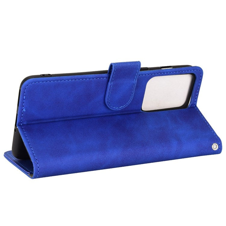 For OnePlus Nord 2T 5G Anti-Fall Flip Case Wallet Skin-Touch Feeling PU Leather Magnetic Cellphone Case Stand - Blue