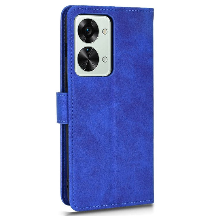 For OnePlus Nord 2T 5G Anti-Fall Flip Case Wallet Skin-Touch Feeling PU Leather Magnetic Cellphone Case Stand - Blue