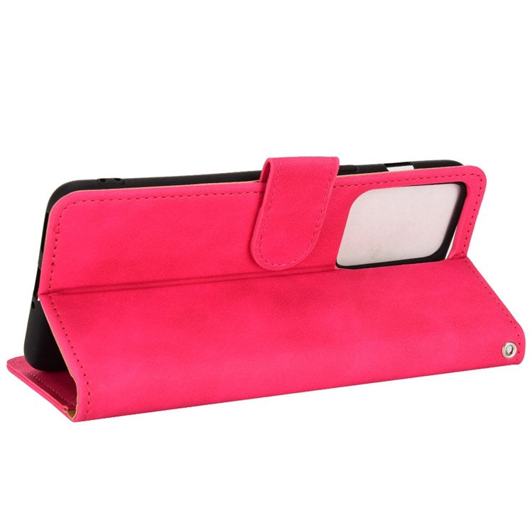 For OnePlus Nord 2T 5G Anti-Fall Flip Case Wallet Skin-Touch Feeling PU Leather Magnetic Cellphone Case Stand - Rose