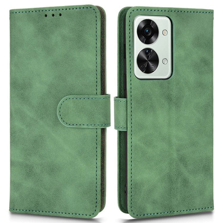 For OnePlus Nord 2T 5G Anti-Fall Flip Case Wallet Skin-Touch Feeling PU Leather Magnetic Cellphone Case Stand - Green