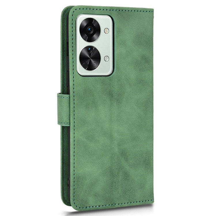 For OnePlus Nord 2T 5G Anti-Fall Flip Case Wallet Skin-Touch Feeling PU Leather Magnetic Cellphone Case Stand - Green
