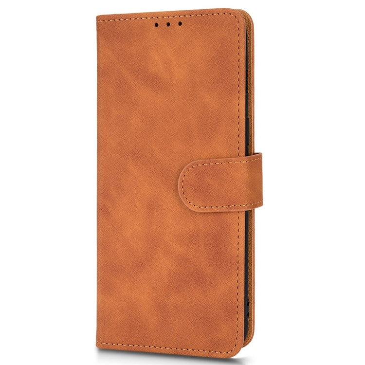 For OnePlus Nord 2T 5G Anti-Fall Flip Case Wallet Skin-Touch Feeling PU Leather Magnetic Cellphone Case Stand - Brown