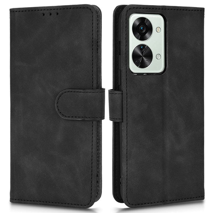 For OnePlus Nord 2T 5G Anti-Fall Flip Case Wallet Skin-Touch Feeling PU Leather Magnetic Cellphone Case Stand - Black