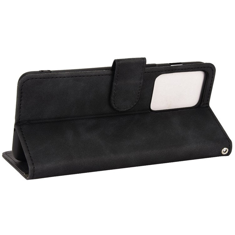 For OnePlus Nord 2T 5G Anti-Fall Flip Case Wallet Skin-Touch Feeling PU Leather Magnetic Cellphone Case Stand - Black