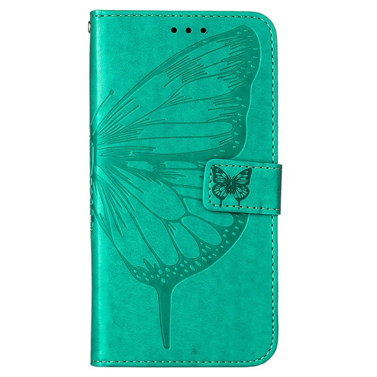 YB Imprinting Flower Series-4 for OnePlus Nord 2T 5G Butterfly Flower Imprinted Leather Case Full Protection Phone Cover with Stand Wallet - Green