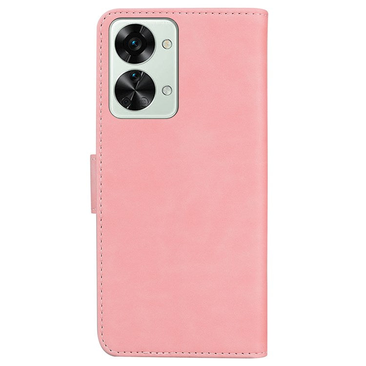 Solid Color Phone Case for OnePlus Nord 2T 5G, PU Leather Anti-scratch Protective Cover with Wallet Stand - Pink