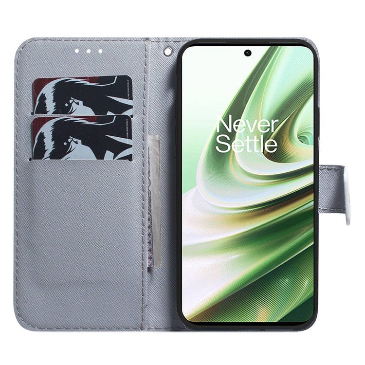 For OnePlus Nord 2T 5G Shockproof PU Leather Phone Case Anti-drop Pattern Printing Wallet Stand Magnetic Cover with Strap - Tiger Head