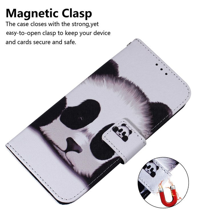For OnePlus Nord 2T 5G Shockproof PU Leather Phone Case Anti-drop Pattern Printing Wallet Stand Magnetic Cover with Strap - Panda
