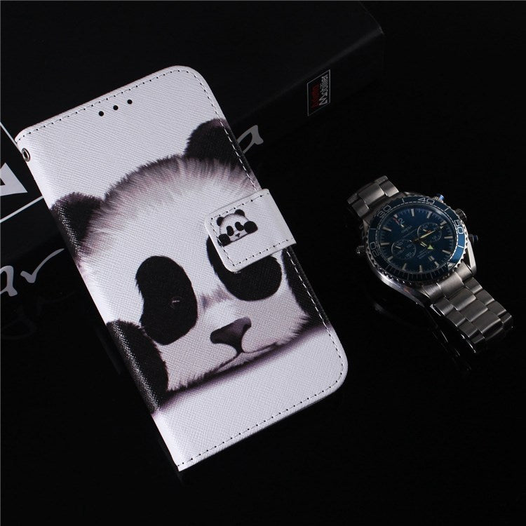 For OnePlus Nord 2T 5G Shockproof PU Leather Phone Case Anti-drop Pattern Printing Wallet Stand Magnetic Cover with Strap - Panda