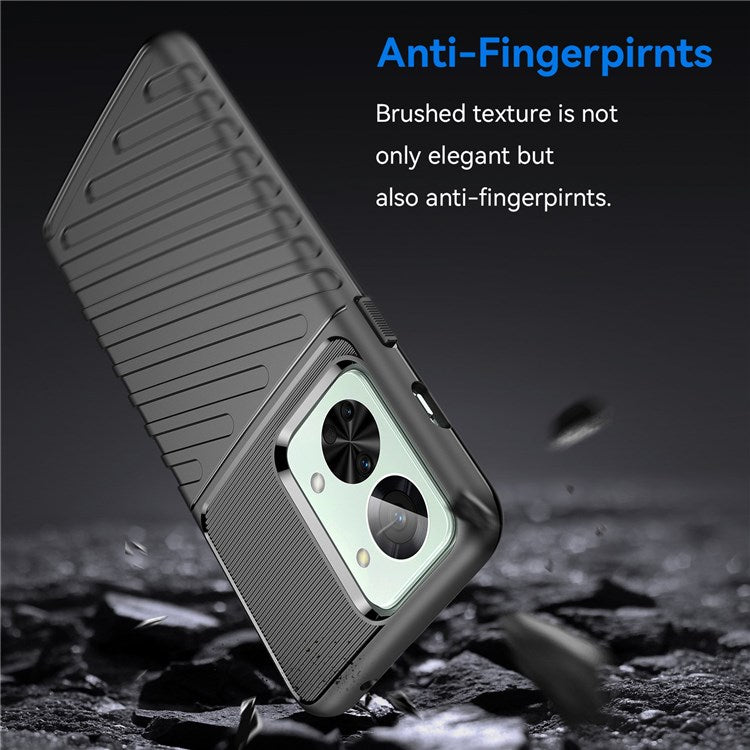 For OnePlus Nord 2T 5G Thunder Series Thickened TPU Phone Case Twill Texture Wear-resistant Shell - Black