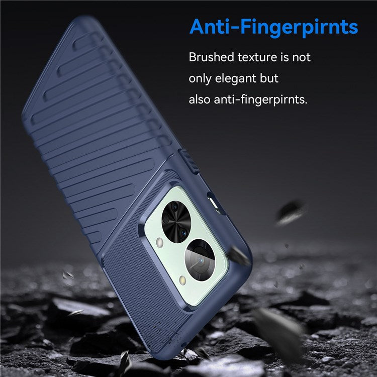 For OnePlus Nord 2T 5G Thunder Series Thickened TPU Phone Case Twill Texture Wear-resistant Shell - Blue
