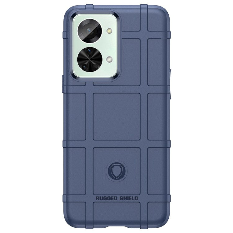For OnePlus Nord 2T 5G Rugged Square Grid Design Soft TPU Durable Phone Case Well-protected Shell - Blue