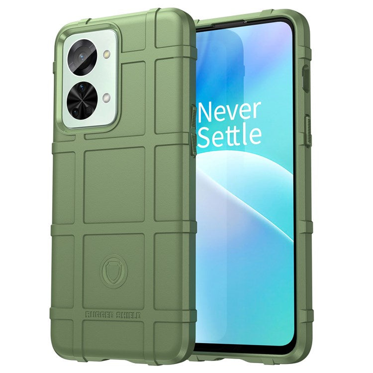 For OnePlus Nord 2T 5G Rugged Square Grid Design Soft TPU Durable Phone Case Well-protected Shell - Green