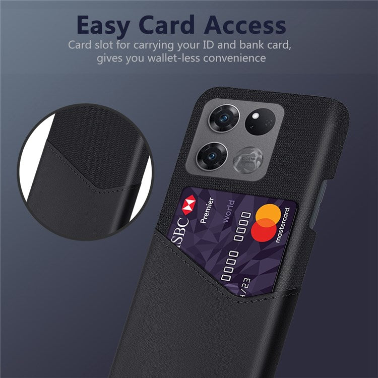 For OnePlus Ace Racing 5G Shockproof Phone Case Cloth Texture PU Leather Coated PC Drop-proof Cellphone Cover Card Holder - Black
