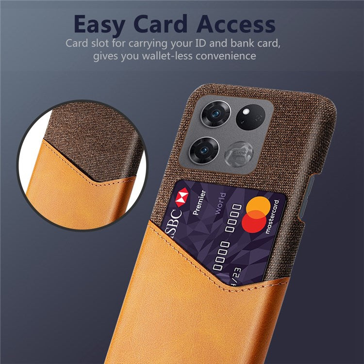 For OnePlus Ace Racing 5G Shockproof Phone Case Cloth Texture PU Leather Coated PC Drop-proof Cellphone Cover Card Holder - Orange