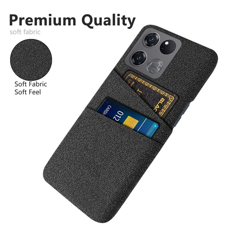 For OnePlus Ace Racing 5G Cloth Texture Anti-scratch Phone Case with Dual Card Slots Mobile Phone Well Protection Cover - Black